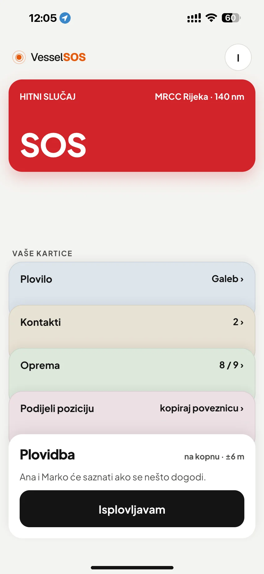 Sigurnosna aplikacija za nautičare: tipka SOS i nadležni centar za spašavanje MRCC Rijeka · VesselSOS