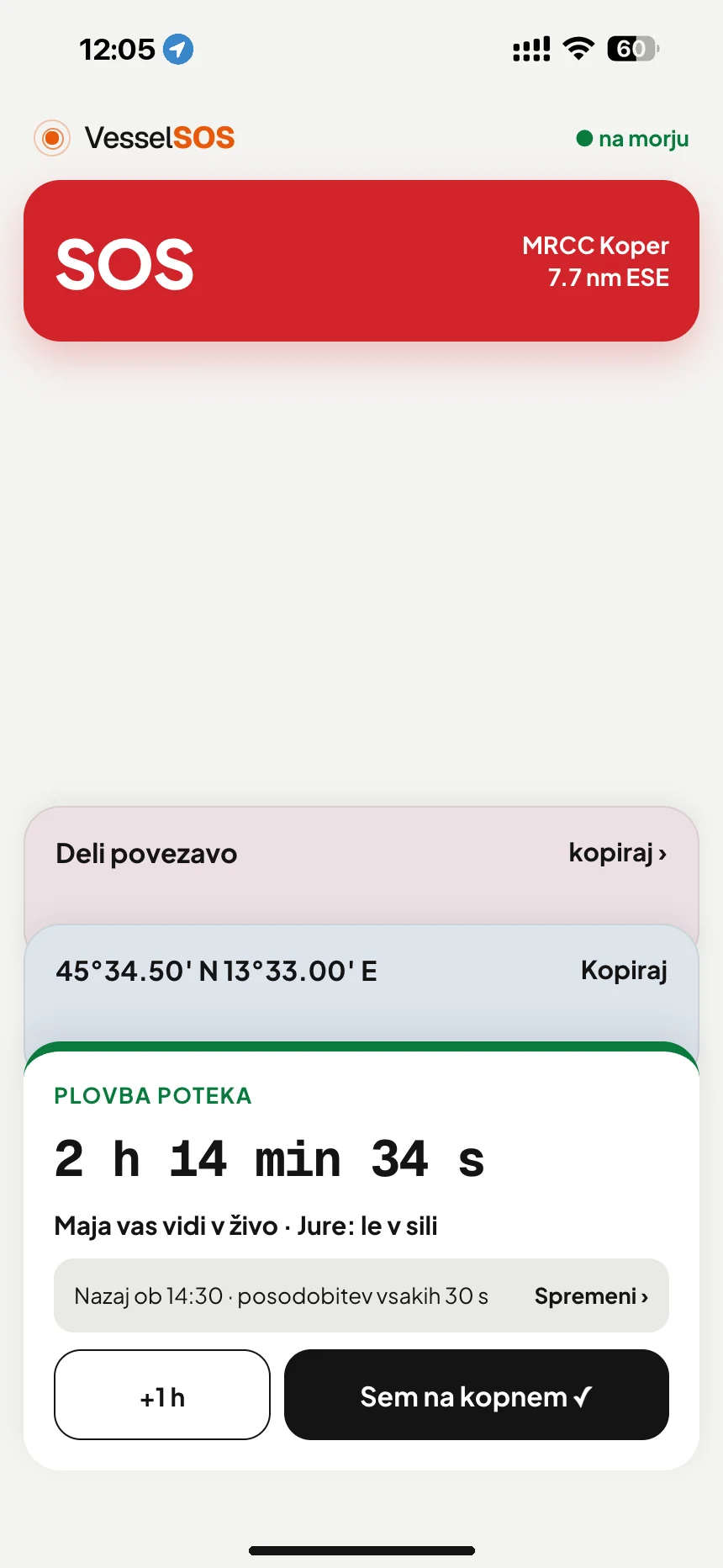 Sledenje plovbi: plovba poteka: čas vrnitve in stiki, ki vas vidijo v živo · VesselSOS