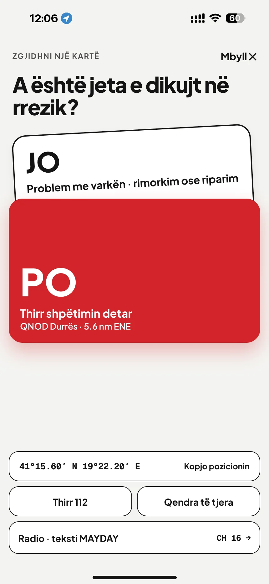 SOS në det: a është ndonjë jetë në rrezik? Po telefonon QNOD Durrës, jo hap ndihmën teknike · VesselSOS